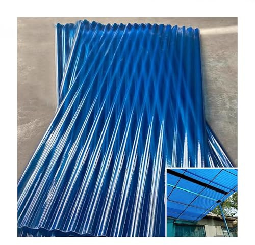 Lot de 5 panneaux de toiture transparents en polycarbonate, plaques ondulées en plastique pour serres, pour les patios, les cloisons, les abris de jardin et les puits de lumière.(Blauw,1.2m/3.94ft)