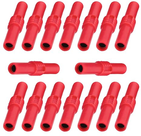16 Pcs conector banana 4mm Hembra Rojo, conectores banana Adaptador Extensión Audio, conector banana 4mm clavija banana para Amplificador Altavoces HiFi, Conexión Estable