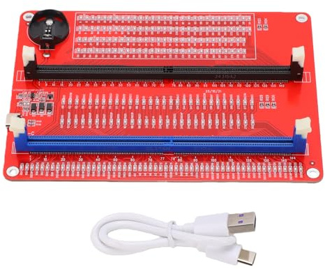 Aatraay Scheda Tester Memoria DDR4 DDR5, Analizzatore Diagnostico RAM con Indicatore LED e Doppia modalità di Alimentazione, per Riparazione Modulo Memoria Laptop Computer Desktop