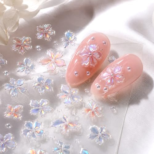 3D Nagelsticker Selbstklebend Relief Blumen Nail Sticker 5D Stereoskopisch Nail Art Sticker Dekoration Nagelaufkleber Nageldesign Zubehör