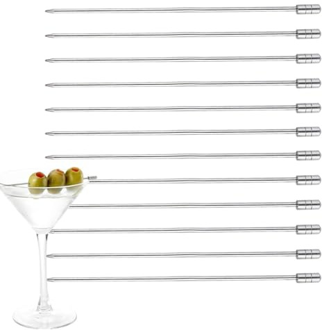 Cocktailpinnar För Drinkar | Silverfärgat Rostfritt Stål Spett Tandpetare | Cocktail Garnering Tandpetare,Återanvändbara Oliv Frukt Bar Fest Buffé Skolstart Bakning Examen Högtid Glas Sallader Sushi O