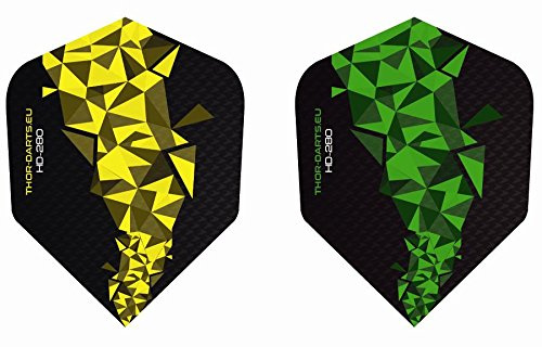 THOR-DARTS 150 Micron Ultra Strong Darts Flights HD-280 F2 schwarz-grün 1Set(=3Flys) bis 20Set(=60Flys) extra Lange haltbar (extra Strong 150mic, vergleichbar Rhino+ oder Pentathlon HD150)