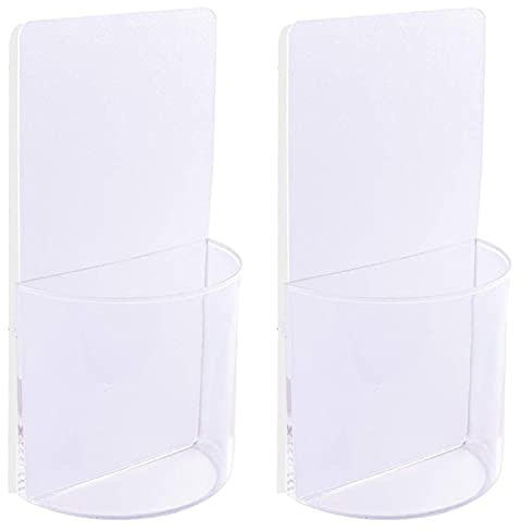 ZC GEL Remote Control Holder Wall Mount Damage-Free 2 pack, Clear Adhesive Remote Holder For Bed Sturdy Storage Box To Hold Remotes Eyeglasses Pen Key For RV,Bedroom,office