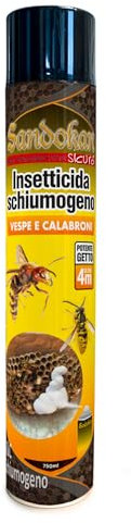 Sandokan Insetticida Schiumogeno Vespe e Calabroni 750 ml – Azione Immediata per Nidi – Pronto all'Uso, Getto Lungo, Uso Esterno
