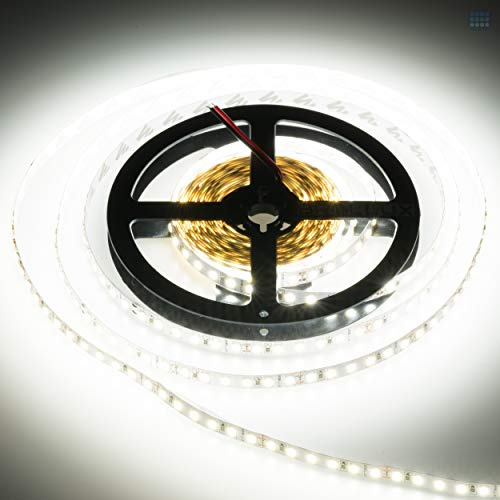 Brollux Profi LED Stripes, 5m Stripe, 600 LEDs, 7200 Lumen, Neutral Weiß, 24V, Dimmbar, Indoor, LED Leiste, Touch-Steuerung, Wedge Basis, 1 Stück