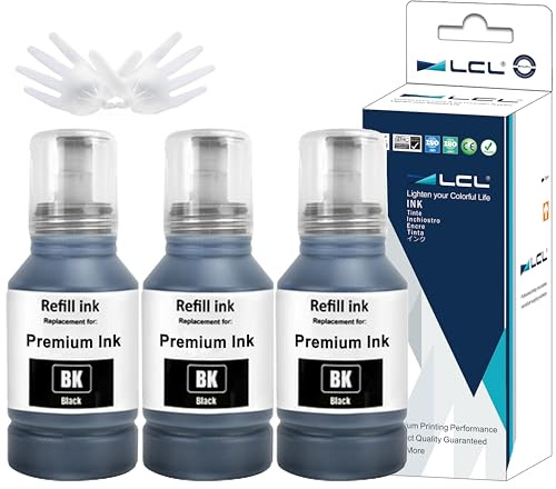 LCL Kompatibel Tintenflasche für 104 schwarz Tintenflasche (3er-Pack) | hoher Kapazität Kompatibel für Epson EcoTank ET-1810 ET-2710 ET-2711 ET-2712 ET-2714 ET-2715 ET-2720 ET-2721 ET-2726 ET-2810