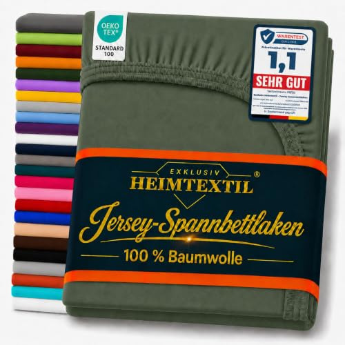 EXKLUSIV HEIMTEXTIL Jersey Spannbettlaken Premium 120 x 200 cm Dunkelgrün | 100% Baumwolle - 140 gsm - Oeko - Tex Zertifiziert - Steghöhe 30 cm - geeignet für Matratzenhöhe 25 cm