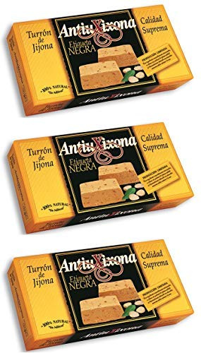Turrón Espagnol mou Antiu Xixona label noir qualité suprême 150 g. [PAQUET DE 3 UNITÉS] TOTAL 450 G.