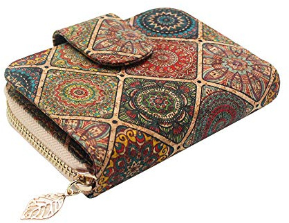 Boshiho - Damengeldbörse aus Kork, mit Reißverschluss, mit Kreditkartenfach, Münzfach, ökologisch, veganes Geschenk, 11.5*2.5*10cm