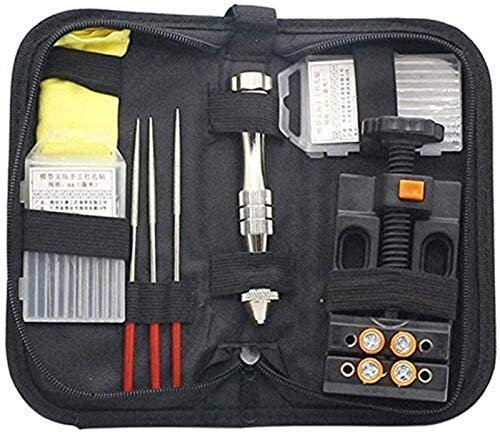 Auoeer Tools Hand Drill Bit Set Jeweler Cloth Model Resin Twisted Grinding with Pliers Workbench Metal File Deburrers Storage Bag Woodworking Accurate Polishing Pincers