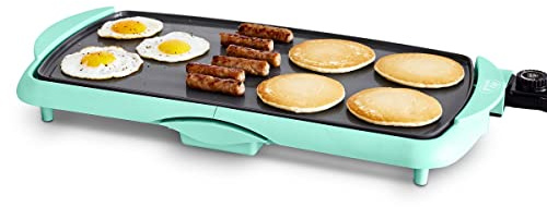 GreenLife 20” Extra Large Electric Griddle, Non-Toxic PFAS & PFOA-Free Ceramic Nonstick, Temperature Control, Quick Even Heating, Removable Drip Tray, Pancakes, Eggs, Sausage, Easy Clean, Turquoise
