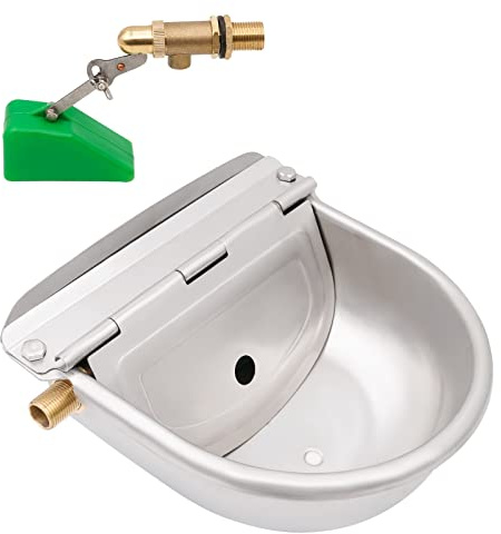 Abreuvoir Automatique pour Chevaux en Acier Inoxydable avec 1/2 Robinet à Flotteur en Laiton, Abreuvoir pour Chiens, Chevaux, Bovins, ChèVres, Alpagas, Porcs