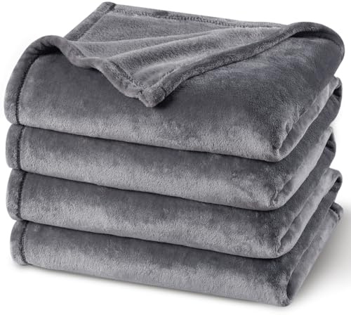 PHF Ultra Soft Fleece Blanket King Size 220x240cm, No Shed No Pilling Luxury Plush Cozy Flannel 280GSM Lightweight Throw Blanket for Bed, Couch, Chair, Sofa Suitable for All Season , Grey