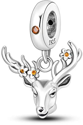 Streetculture Hirsch Jäger Geweih Reh Bulle Elch Niederwild Jagd Rehbock - Charm 925 Silber Bettelarmband Anhänger Schmuck Sterlingsilber