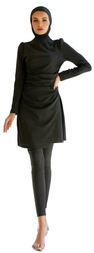Greatfool Burkini Damen - Muslimischer Badeanzug 3-teilig mit bescheidener und vollständiger Bedeckung - Borkini mit Hijab - 4XL