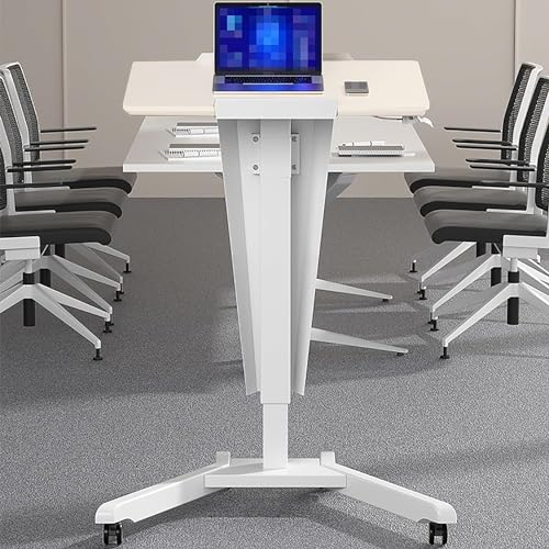 Mobiles Podium, tragbares Ständer-Rednerpult auf Rädern, höhenverstellbar von 72–109 cm, Kanzeln, Laptop-Podiumsständer, Premium-Rednerpult