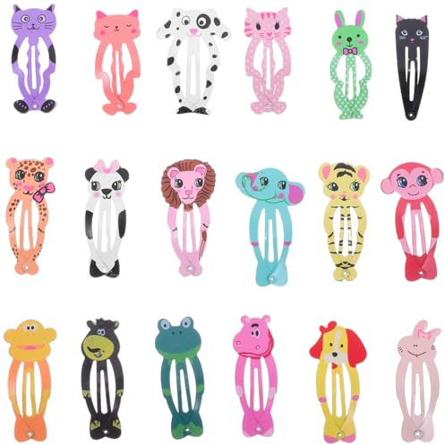 POPETPOP Set De 18 Pinzas De Pelo para Niñas con Diseño De Animales Coloridos Clips para Pelo Niños Accesorios De Peinado para Uso Diario Y Fiestas 1.96X0.78X0.19In