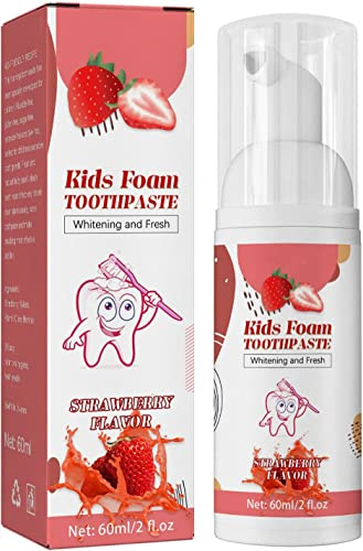 Gokame Schaum-Zahnpasta für Kinder, fluoridfrei, schäumende Zahnpasta und Mundwasser mit Fruchtgeschmack (Strawberry)
