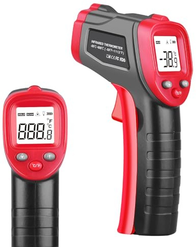 XRCLIF Infrared Thermometer Gun, Non-Contact Laser Thermometer Temperature Gun -58℉～1112℉, Adjustable Emissivity Temp Gun Thermometer, Temperature Measurement Gun for Cooking, BBQ, Pizza Oven