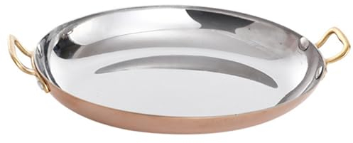NIRBO Poêle À Paella Espagnole Ovale À Double Oreilles En Acier Inoxydable Poêle Antiadhésive Poêle Sans Revêtement Marmite À Paella Aux De Mer Marmite,Rose Gold-40cm