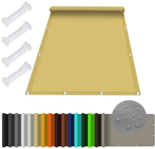 Vela Ombreggiante Tenda 2 x 3.5 m Impermeabile, Rettangolare Tenda da Sole Parasole con Occhielli Protezione Raggi UV 98% per Arredo Esterno Giardino, Color Crema