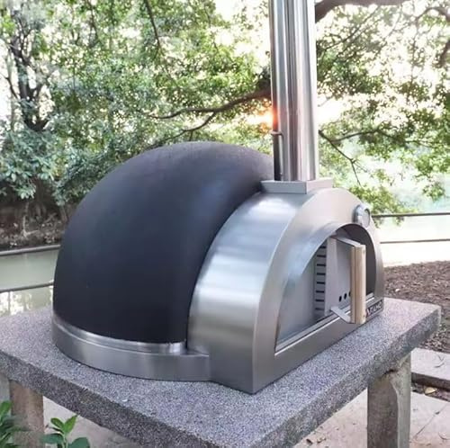 Fiamo Countertop Italian Wood Gas Clay Brick Pizza Oven - 34x35x43in (Wood)