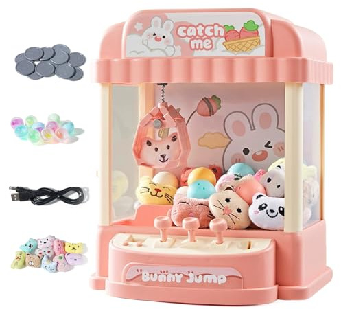 Siairo Claw Machine for Kids, Arcade Machine Mini Claw Machine Toys With Light and Music, Mini Doll Grabber with 12 Coins,10 Dolls and 10 Capsule,Toy for Boys and Girls
