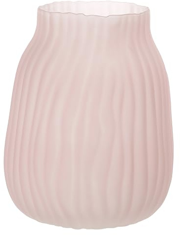 JAKY Global Große moderne rosa Glasvase, H-21 cm hoch, gerippte Vase für Blumendekoration, perfekt für Zuhause, Büro, Bauernhaus, Tischdekoration und Wohnzimmer, Glasvasen für Blumen (Rosa, 21 cm)