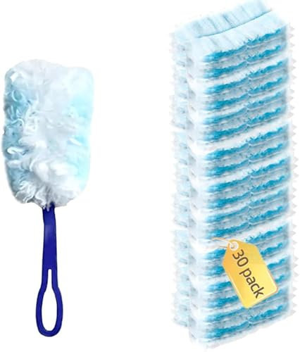 30 Stück Staubmagnet Nachfüllpack mit 1 Griff für Swiffer, Duster Nachfüllpack Staubwedel Set für Reinigung, Gegen Staub, Allergene, Tierhaare