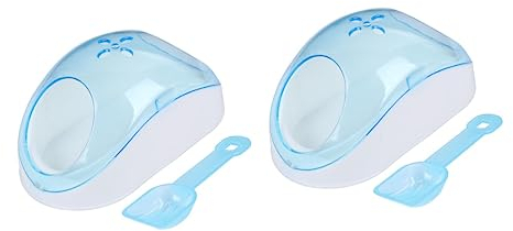 HANABASS 2stücke Kleintier Sandbad Badezimmer Für Hamster Und Chinchilla Transparente Badewanne Aus Kunststoff Mit Sandfilterlöffel Zufällige Löffelfarbe Stressabbau Und