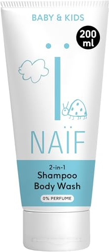Naïf -2 in 1 Shampoo & Gel Doccia- 0% Profumo - Senza SLES, microplastiche o siliconi - Dermatologicamente testato - Ingredienti di origine naturale - 200 ml