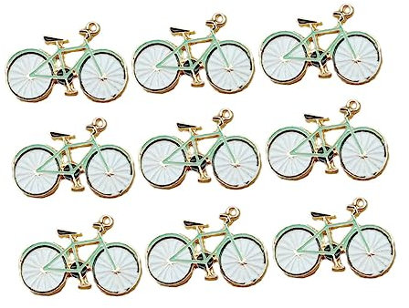 KONTONTY 10stücke Teiliges Diy Fahrrad Anhänger Handgemachte Cartoon Schlüsselanhänger Leichte Grüne Bike Charms Bastel-deko Für Schlüssel Pullover Handy Und Geschenkideen