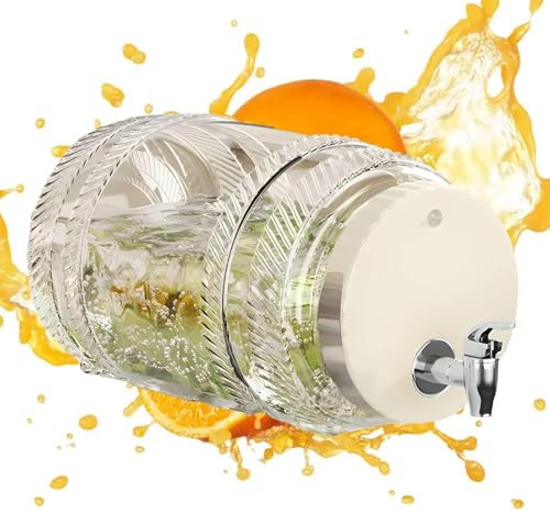 Iced Tea Pitcher, Juice Beverage Dispenser, Stylish Beverage Container, Clear Beverage Pitcher, Summer Drink Dispenser, Leakproof With Lid & Spigot for Making Tea and Juice