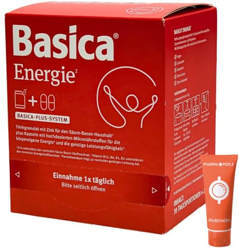 Basica Energie 1x 30 Tagesportionen I basisches Trinkgranulat + Kapseln I für körpereigene Energie und geistige Leistungsfähigkeit I Zink, Vitamin B, Magnesium I Spar-Set plus Pharma Perle give-away