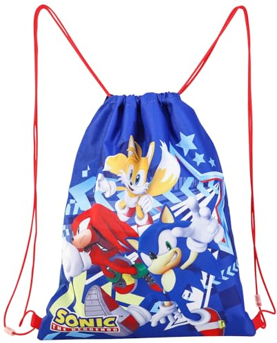 Sonic the Hedgehog, borsa da palestra per bambini, in nylon, con coulisse, per nuoto, calcio, sport, viaggi, scuola