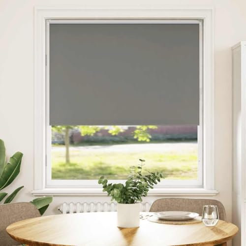 vidaxl roller blind blackout 110x130 cm - grey polyester fabric, aluminum rail - versatile mount, child safe