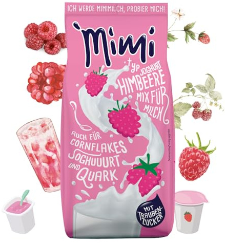 Mimi Mix latte yogurt lampone in polvere 8 x 400 g – Confezione di scorte – Polvere solubile al latte con sapore di fragola – Calda e fredda – Ideale per tempo libero, ufficio, grande famiglia