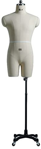 WYRMB Männliche Schneiderpuppen Zum Nähen Von Herrenkleidung Und -Hosen, Übergröße, Vollständig Ansteckbarer Torso-Körper Auf Rädern, Schneiderpuppe Mit Verstellbarer Höhe, Schöne Szene, Weiß-Xx