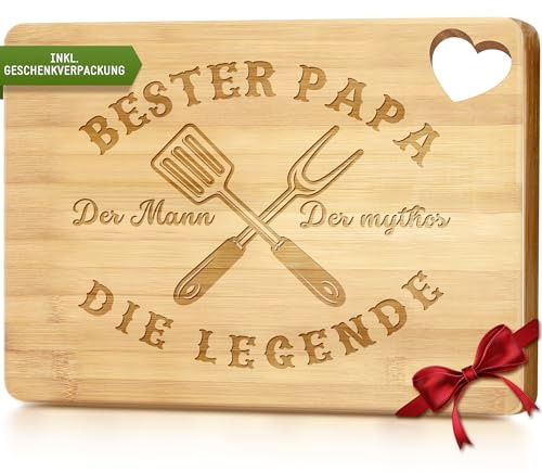 Vatertagsgeschenk für Papa, Geschenke für Papa, Bambus Schneidebrett Papa Geschenk zum Geburtstag Vatertag bester Papa Vater Geschenke von Tochter Sohn,Schneidebrett Holz Frühstücksbrettchen Brotbrett