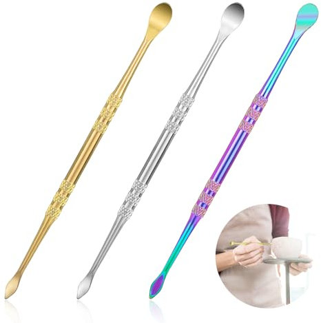 3 Stück Wachsschnitzerei Werkzeuge Edelstahl, Doppelendige Wachsschnitzwerkzeug, Modellierwerkzeuge, Carving Tool Kit für Ton Töpferei Detaillierung Modellierung