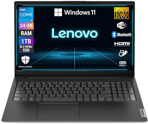 Lenovo, Notebook Portatile, Display 15,6 Full HD, Intel Core i5-13420H, Ram 24 GB DDR4, 1000 GB SSD NVMe, Pc Portatile Windows 11 Pro