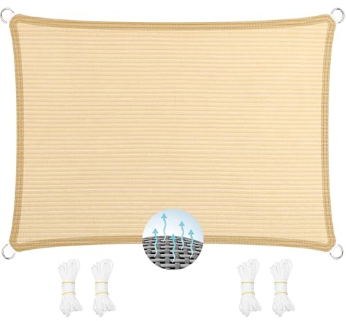 Vela Ombreggiante 120 x 120 cm, Protezione Solare e Uv, Antistrappo, Traspirante, Antivento, Rete Ombreggiante Rete Parasole, per Balcone, Terrazza, Beige