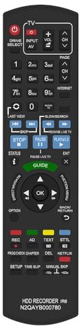 Repalcement Remote Control for Panasonic Bluray HDD Box DVD Recorder Player | N2QAYB000780,No Setup Required
