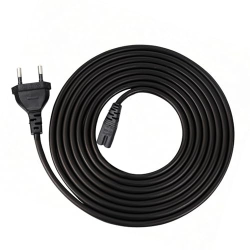 1,5 Meter Schwarzes Netzkabel mit Euro-Stecker C7, 2-poliges Stromkabel, Kompatibel mit PS5, PS4, PS3, Xbox Serie X/S und Anderen Geräten - Langlebig und Zuverlässig