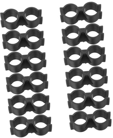 Gatuida 12pcs Double Port Pipe Clips 25mm Plastic Fasteners for Warehouse Shelving and Chain Link Fences Sturdy Black Tube Clamps for Easy Installation