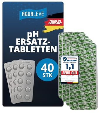 AGUALEVE® 40 pH-Wert (Phenol red) Rapid Pool Testtabletten | für Poolwasser-Schütteltest | Markenqualität Made in Germany | mit gratis digitalem Poolpflegeguide
