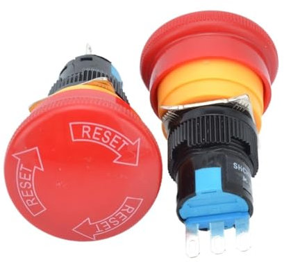 OPEUSLIEV 1 Interruptor de Parada de Emergencia Tipo Hongo Impermeable de 16 mm, 3 Pines, NO+NC, Paquete de Clima, Interruptor de botón pulsador