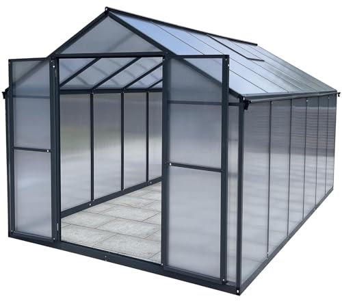 Aluminum Lean To Greenhouse Compact Tomato Garden Shed,Aluminum Garden Greenhouse 8.23 m² Versatile Double Door 238 x 361 cm Ideal for Seed Starting Tomato Growing and Plant House