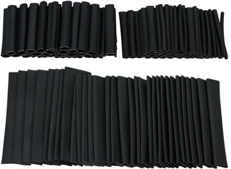 127 Pezzi Kit Di Tubi Di Restringimento Del Calore, 7 Dimensioni Di Manicotto Cavo Avvolgente Isolamento Elettrico Nero, Tubo Di Isolamento Del Filo, Materiale Retardante Fiamma, Custodia Pulita E Org