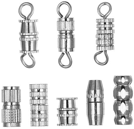 DOITOOL 40pcs Brass Screw Jewelry Clasps and Connector Charms for DIY Necklace and Bracelet Making, 8 Styles Cord Ends, Locking Extender Clasp Accessories for Crafting Jewellery